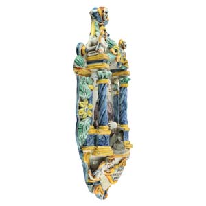 Majolica Holy Water fontPolychrome ... 