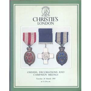 CHRISTIE’S.- London 24 March 1987. Orders, ... 
