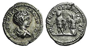 Geta (Caesar, 198-209). AR Denarius (19mm, ... 