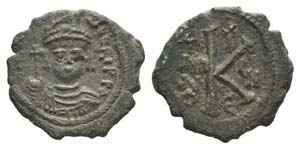 Maurice Tiberius (582-602). Æ 20 Nummi ... 
