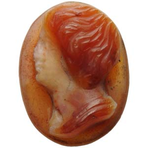 Agate cameo. Bust of a young man turned to ... 