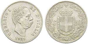 Umberto I (1878-1900) - 50 Centesimi - 1889  ... 
