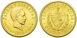 CUBA - Repubblica - 4 Pesos - 1916   - AU NC ... 
