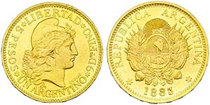 ARGENTINA - Repubblica - 5 Pesos - 1883   - ... 