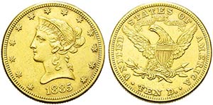 U.S.A. -  - 10 Dollari - 1885 - Liberty   - ... 
