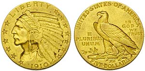U.S.A. -  - 5 Dollari - 1910 - Indiano   - ... 