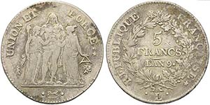 FRANCIA - Direttorio (1795-1799) - 5 Franchi ... 