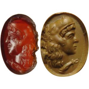 Roman intaglio in carnelian. Omphale with ... 