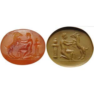 Roman intaglio in carnelian. Male figure ... 