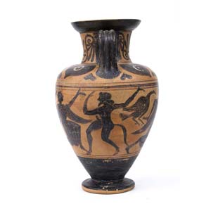 Etruscan black figure neck amphora ... 