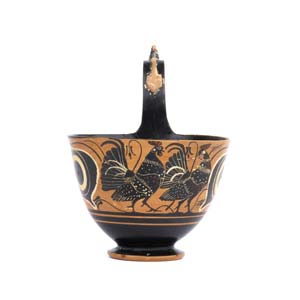 Attic black figure kyathos with a couple of ... 