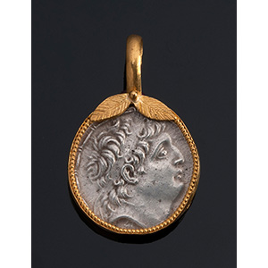 MELIS - 21K gold pendant with antique coin ... 
