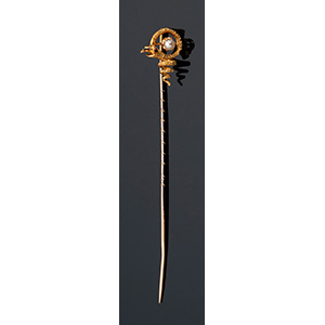 18K gold snake and pearl stick pin, early ... 