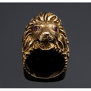 Inusuale anello Vintage con testa di leone ... 
