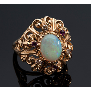 Victorian style 14K yellow gold opals and ... 