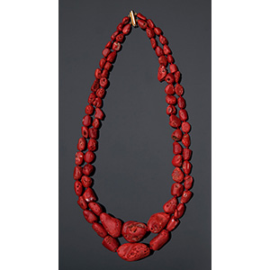 18K GOLD AND CORAL NECKLACE two strands of ... 