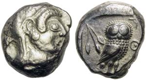 Attica, Athens, Tetradrachm, ca. 500 BC; AR ... 