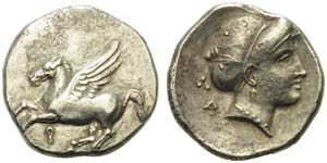 Corinthia, Corinth, Drachm, ca. 350-300 BC; ... 