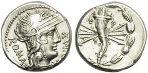 Q. Fabius Maximus, Denarius, Rome, 127 BC; ... 