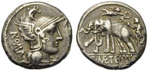 C. Metellus, Denarius, Rome, 125 BC; AR (g ... 