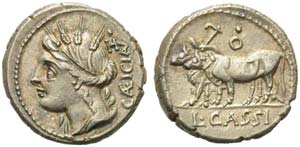 L. Cassius Caecianus, Denarius, Rome, 102 ... 