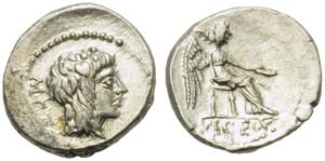 M. Porcius Cato, Quinarius, Rome, 89 BC; AR ... 