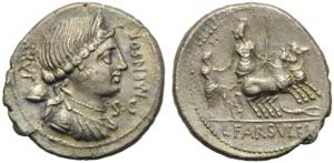 L. Farsuleius Mensor, Denarius, Rome, 75 BC; ... 
