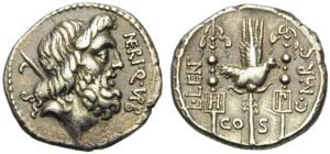 Cn. Nerius, Denarius, Rome, 49 BC; AR (g ... 