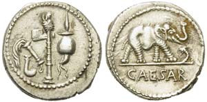 C. Julius Caesar, Denarius, Mint moving with ... 