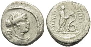 L. Papius Celsus, Quinarius, Rome, 45 BC; AR ... 