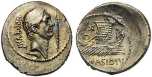 Sextus Pompeius and Q. Nasidius, Denarius, ... 