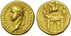 Drusus Maior, Aureus struck under Claudius, ... 
