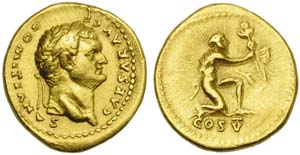 Domitian, as Caesar, Aureus struck under ... 