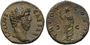 Aelius Caesar, As or Dupondius struck under ... 