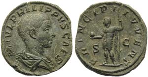 Philip II, as Caesar, Sestertius struck ... 