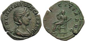 Herennia Etruscilla, Sestertius struck under ... 