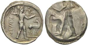 Bruttium, Caulonia, Stater, ca. 500-480 BC; ... 