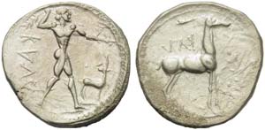 Bruttium, Caulonia, Stater, ca. 475-425 BC; ... 