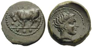Sicily, Gela, Tetras, ca. 420-405 BC; AE (g ... 