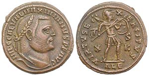 Galerius (Caesar, 293-305). Æ Follis (25mm, ... 
