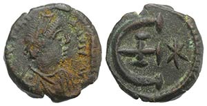 Justinian I (527-565). Æ 5 Nummi (14mm, ... 