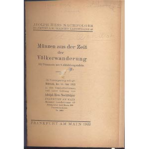 HESS ADOLPH – Frankfurt a.M. 14-6-1922. ... 