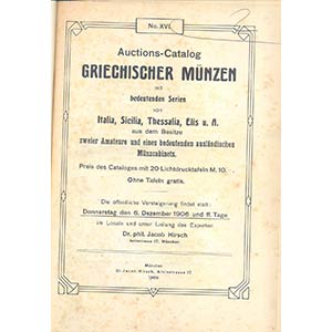 HIRSCH JACOB – Munchen 6-12-1906. Auktion ... 