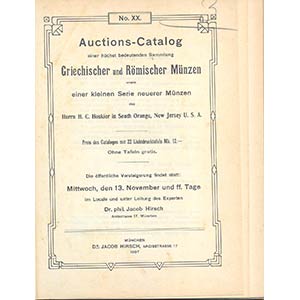HIRSCH JACOB – Munchen 13-11-1907. Auction ... 