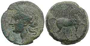 Carthage, c. 201-175 BC. Æ Trishekel (28mm, ... 