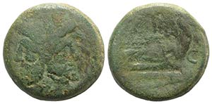 C series, Sardinia, c. 211 BC. Æ As (32mm, ... 
