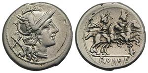 Helmet series, Rome, 179-170 BC. AR Denarius ... 
