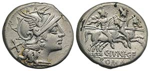 C. Junius C.f., Rome, 149 BC. AR Denarius ... 