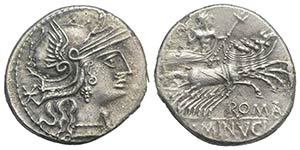 L. Minucius, Rome, 133 BC. AR Denarius ... 