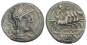 L. Opimius, Rome, 131 BC. AR Denarius (17mm, ... 